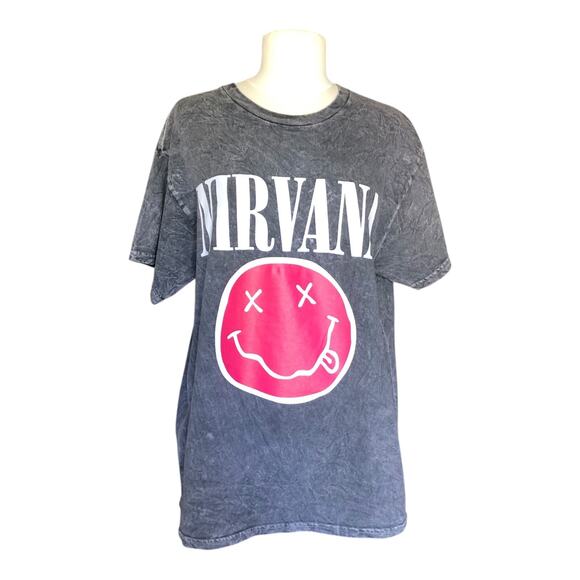 Nirvana Live '93 Smiley Face Tour Graphic Merch T-Shirt Crew Neck Size Large - Picture 1 of 8